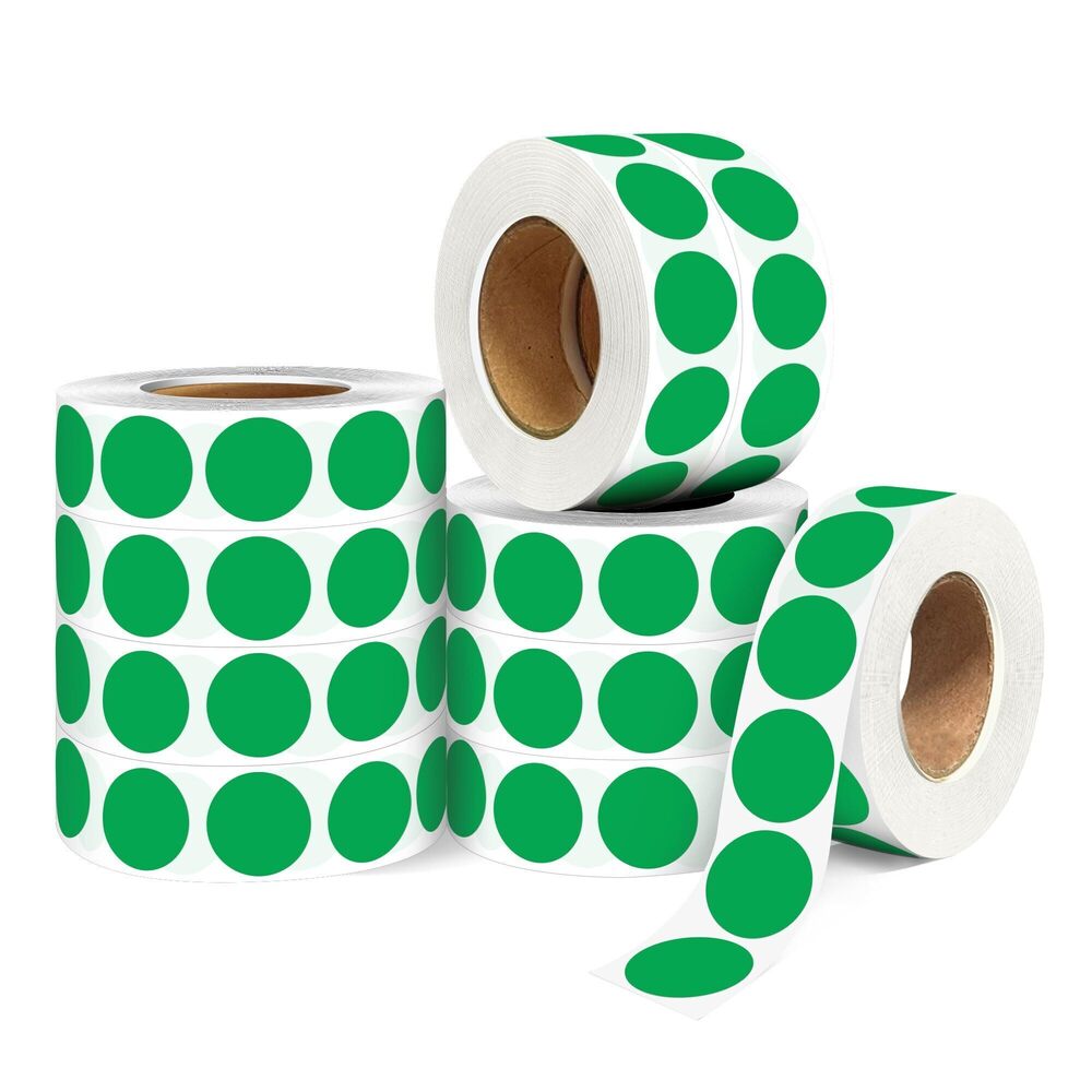 3385 ‎‎WANSTE 10Rolls 10000PCS 0.75 Inch Small Green Sticky Tags, Permanent
